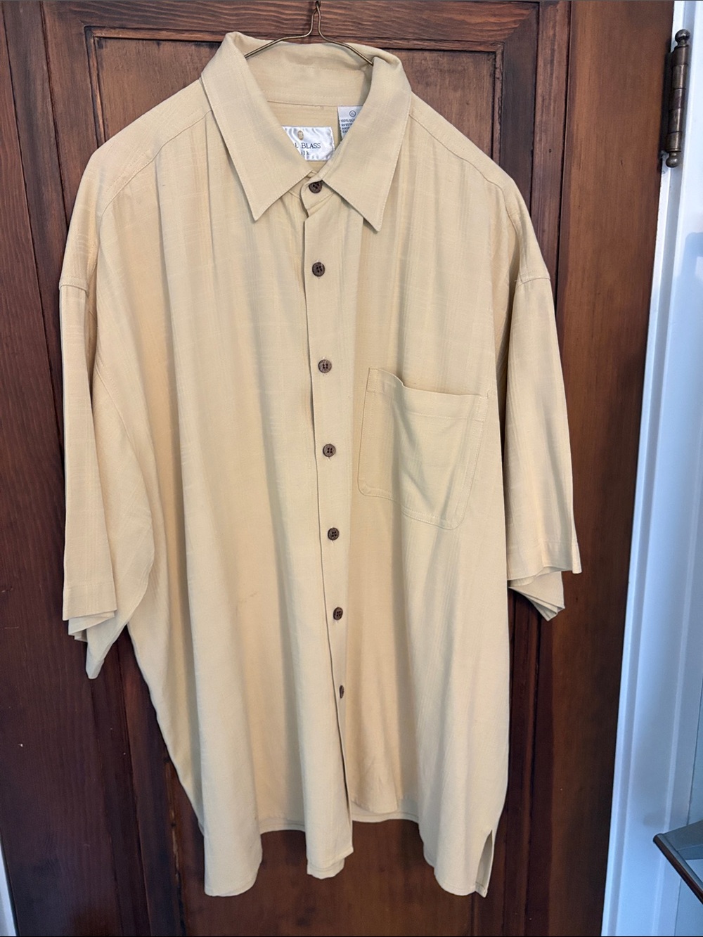 Bill Blass light yellow Silk Shirt with Subtle Texture